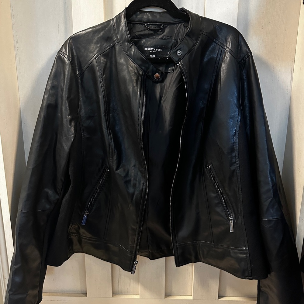 Kenneth Cole Black Leather Motorcycle Jacket